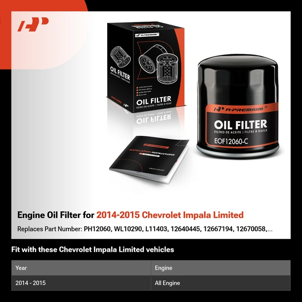 Engine Oil Filter for 2014-2015 Chevrolet Impala Limited