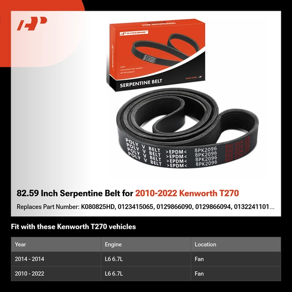82.59 Inch Serpentine Belt for 2010-2022 Kenworth T270