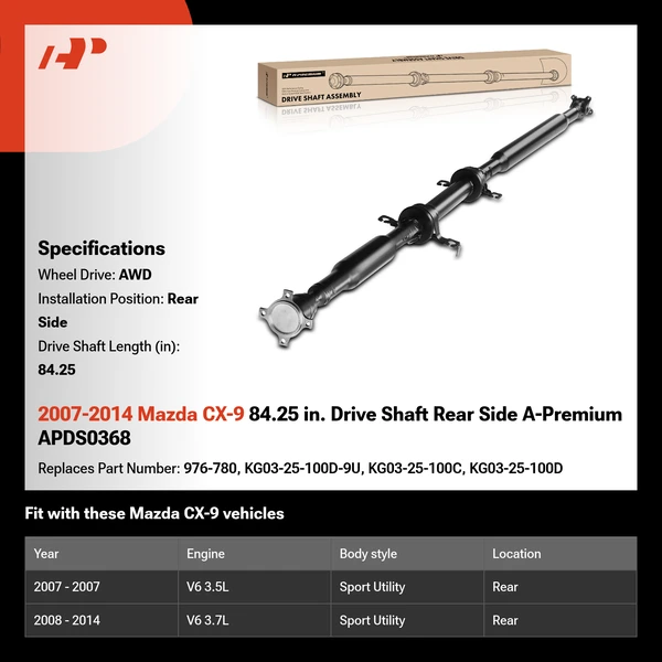 2007-2014 Mazda CX-9 84.25 in. Drive Shaft Rear Side A-Premium APDS0368