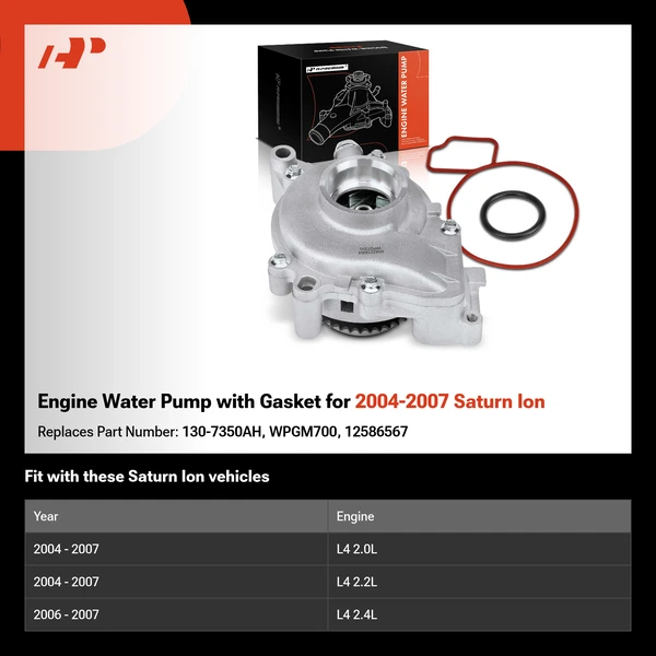 Engine Water Pump with Gasket for 2004-2007 Saturn Ion