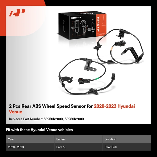 2 Pcs Rear ABS Wheel Speed Sensor for 2020-2023 Hyundai Venue