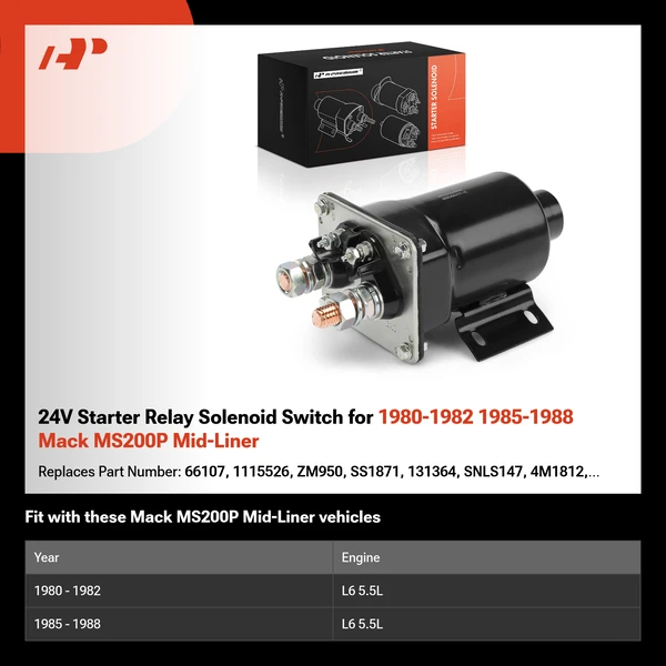 24V Starter Relay Solenoid Switch for 1980-1982 1985-1988 Mack MS200P Mid-Liner