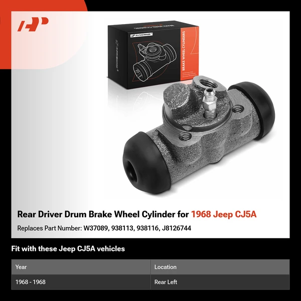 Rear Driver Drum Brake Wheel Cylinder for 1968 Jeep CJ5A