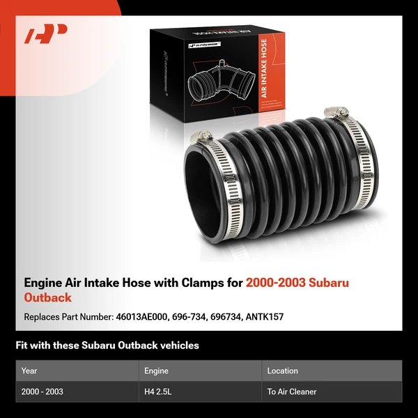 Engine Air Intake Hose with Clamps for 2000-2003 Subaru Outback