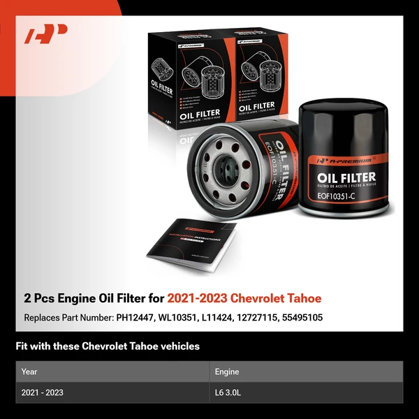2 Pcs Engine Oil Filter for 2021-2023 Chevrolet Tahoe
