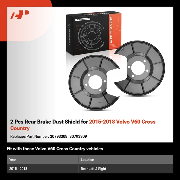 2 Pcs Rear Brake Dust Shield for 2015-2018 Volvo V60 Cross Country