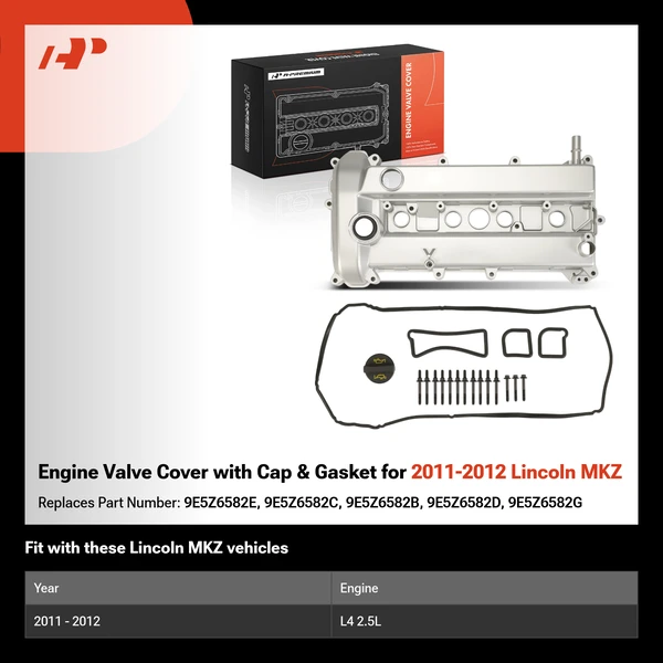Engine Valve Cover with Cap & Gasket for 2011-2012 Lincoln MKZ