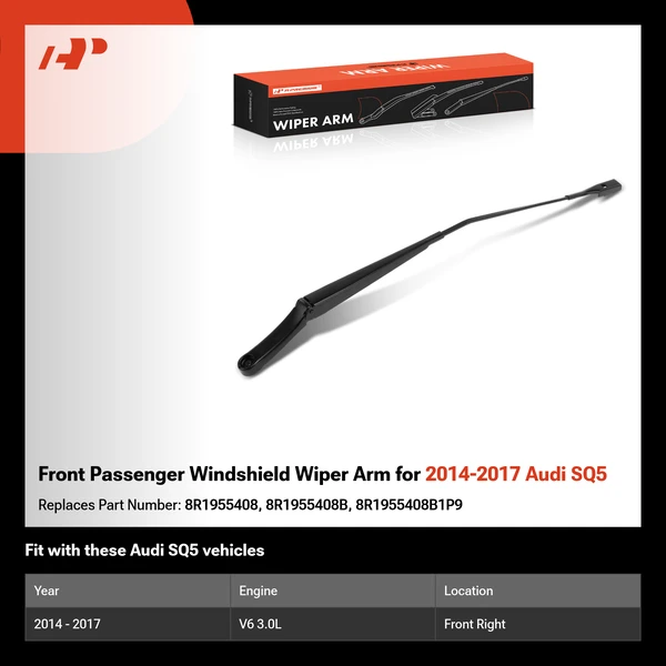 Front Passenger Windshield Wiper Arm for 2014-2017 Audi SQ5