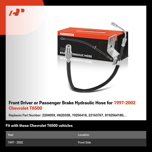 Front Driver or Passenger Brake Hydraulic Hose for 1997-2002 Chevrolet T6500