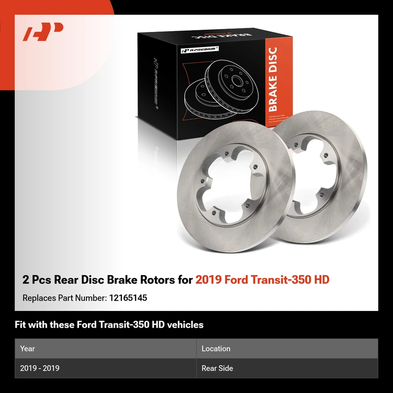 2 Pcs Rear Disc Brake Rotors for 2019 Ford Transit-350 HD