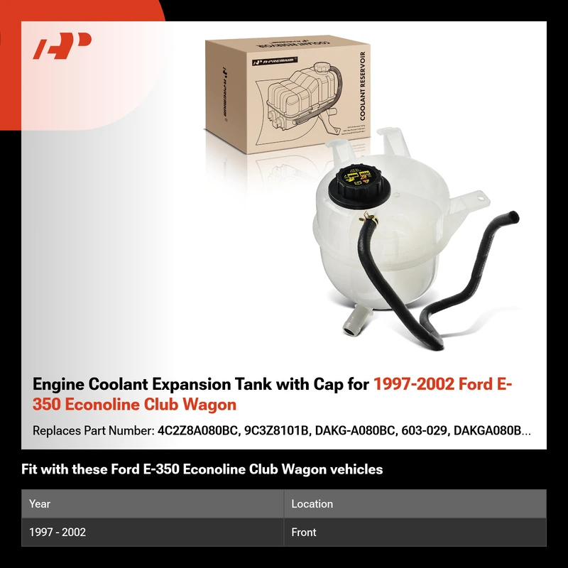 Engine Coolant Expansion Tank with Cap for 1997-2002 Ford E-350 Econoline Club Wagon