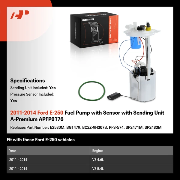 2011-2014 Ford E-250 Fuel Pump with Sensor with Sending Unit A-Premium APFP0176