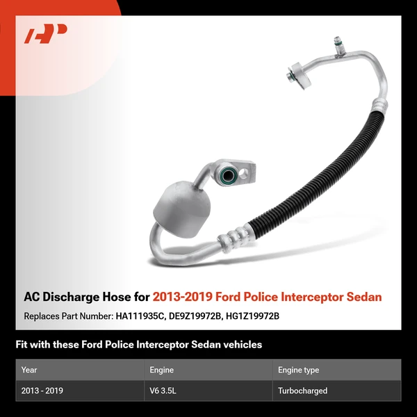 AC Discharge Hose for 2013-2019 Ford Police Interceptor Sedan