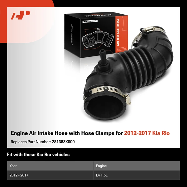 Engine Air Intake Hose with Hose Clamps for 2012-2017 Kia Rio
