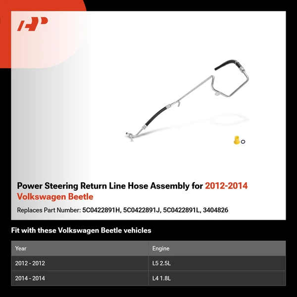 Power Steering Return Line Hose Assembly for 2012-2014 Volkswagen Beetle
