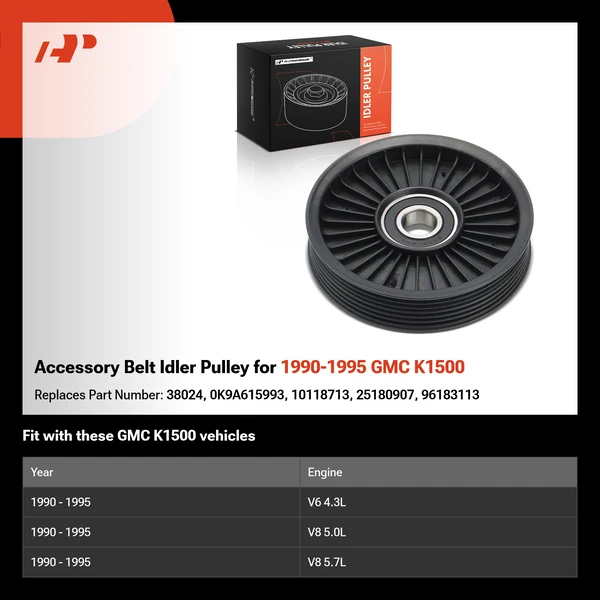Accessory Belt Idler Pulley for 1990-1995 GMC K1500