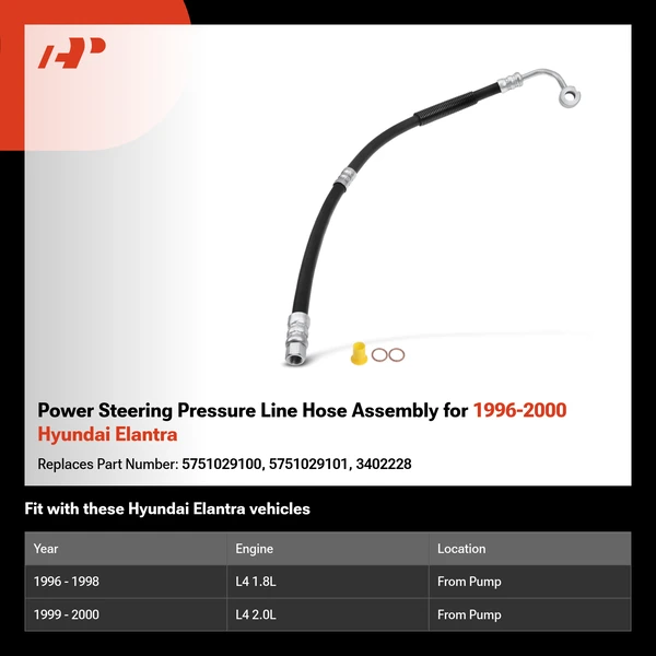Power Steering Pressure Line Hose Assembly for 1996-2000 Hyundai Elantra