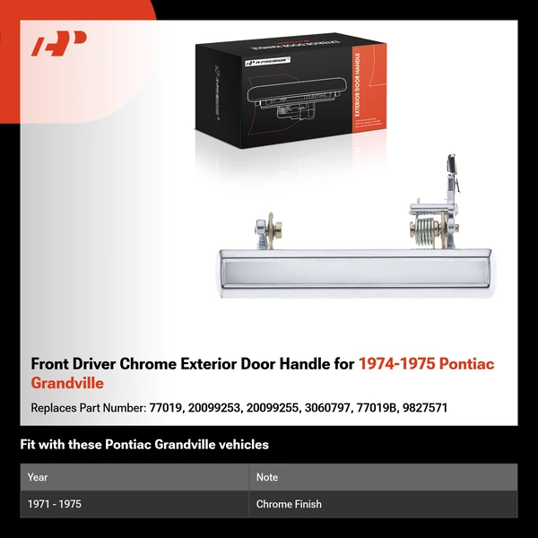 Front Driver Chrome Exterior Door Handle for 1974-1975 Pontiac Grandville