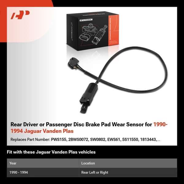 Rear Driver or Passenger Disc Brake Pad Wear Sensor for 1990-1994 Jaguar Vanden Plas