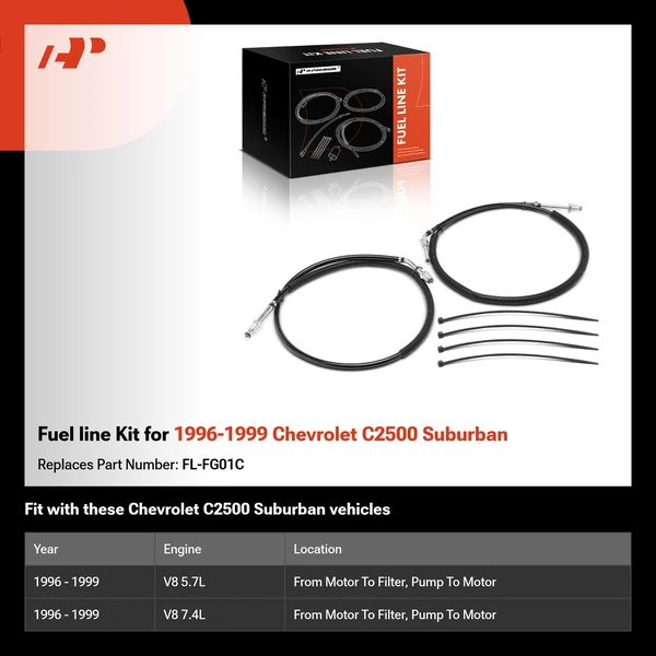Fuel line Kit for 1996-1999 Chevrolet C2500 Suburban