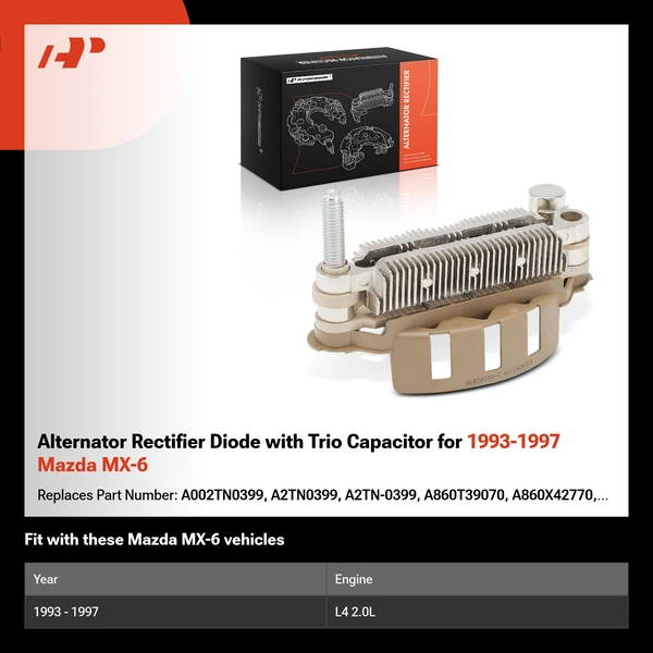 Alternator Rectifier Diode with Trio Capacitor for 1993-1997 Mazda MX-6