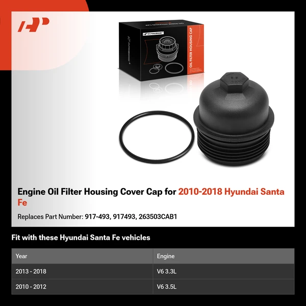 Engine Oil Filter Housing Cover Cap for 2010-2018 Hyundai Santa Fe