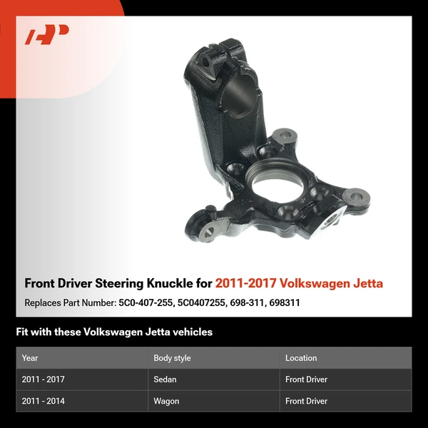 Front Driver Steering Knuckle for 2011-2017 Volkswagen Jetta