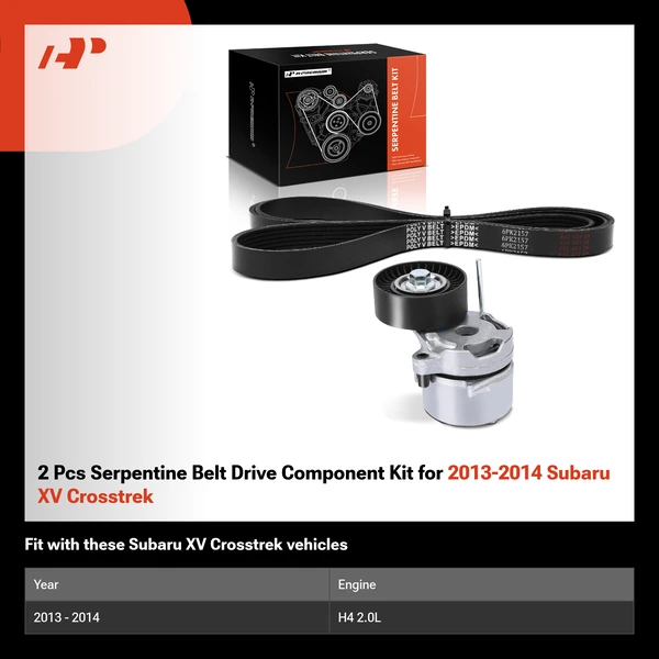 2 Pcs Serpentine Belt Drive Component Kit for 2013-2014 Subaru XV Crosstrek