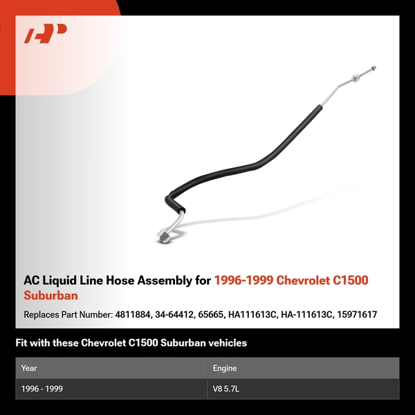 AC Liquid Line Hose Assembly for 1996-1999 Chevrolet C1500 Suburban