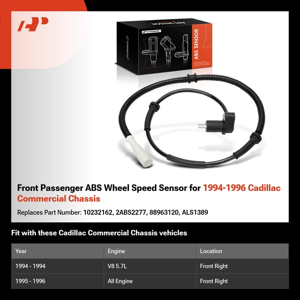 Front Passenger ABS Wheel Speed Sensor for 1994-1996 Cadillac Commercial Chassis