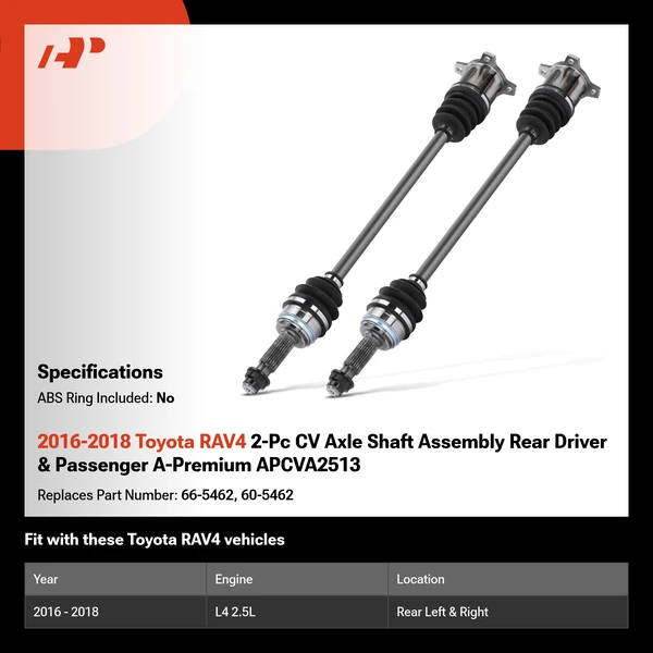 2016-2018 Toyota RAV4 2-Pc CV Axle Shaft Assembly Rear Driver & Passenger A-Premium APCVA2513