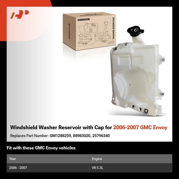 Windshield Washer Reservoir with Cap for 2006-2007 GMC Envoy