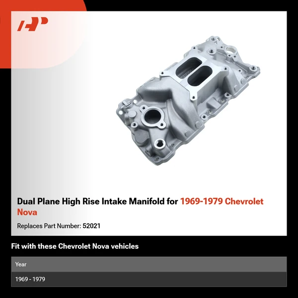 Dual Plane High Rise Intake Manifold for 1969-1979 Chevrolet Nova