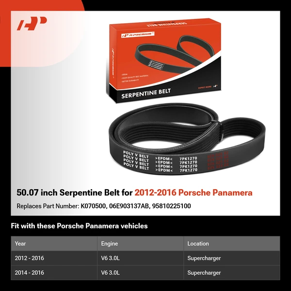 50.07 inch Serpentine Belt for 2012-2016 Porsche Panamera