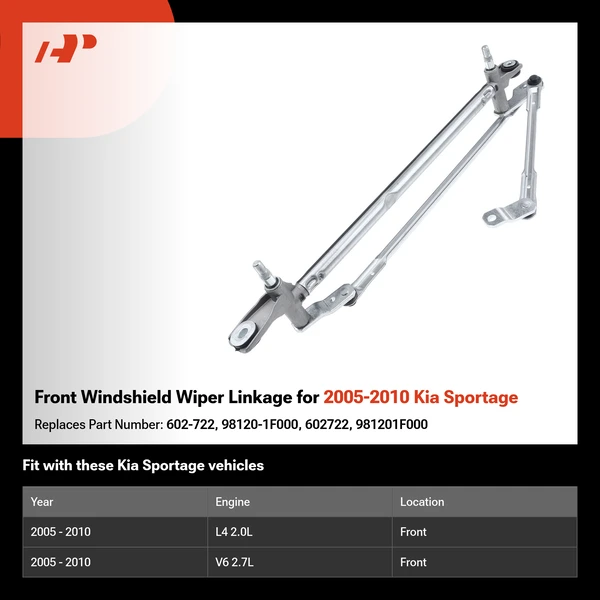 Front Windshield Wiper Linkage for 2005-2010 Kia Sportage
