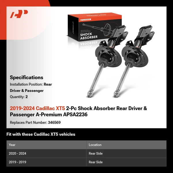 2019-2024 Cadillac XT5 2-Pc Shock Absorber Rear Driver & Passenger A-Premium APSA2236