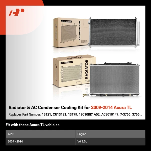 Radiator & AC Condenser Cooling Kit for 2009-2014 Acura TL