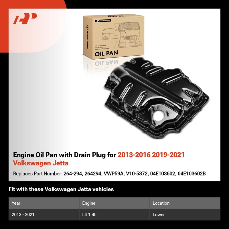 Engine Oil Pan with Drain Plug for 2013-2016 2019-2021 Volkswagen Jetta