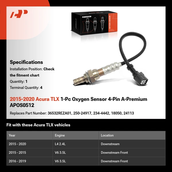 2015-2020 Acura TLX 1-Pc Oxygen Sensor 4-Pin A-Premium APOS0512