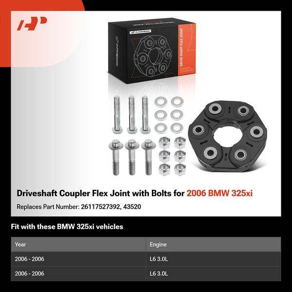 Driveshaft Coupler Flex Joint with Bolts for 2006 BMW 325xi