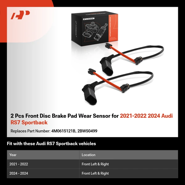 2 Pcs Front Disc Brake Pad Wear Sensor for 2021-2022 2024 Audi RS7 Sportback