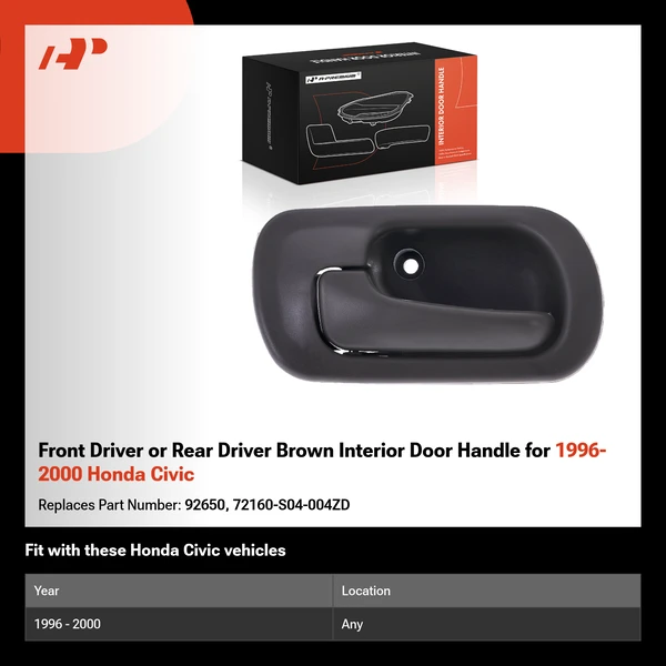 Front Driver or Rear Driver Brown Interior Door Handle for 1996-2000 Honda Civic