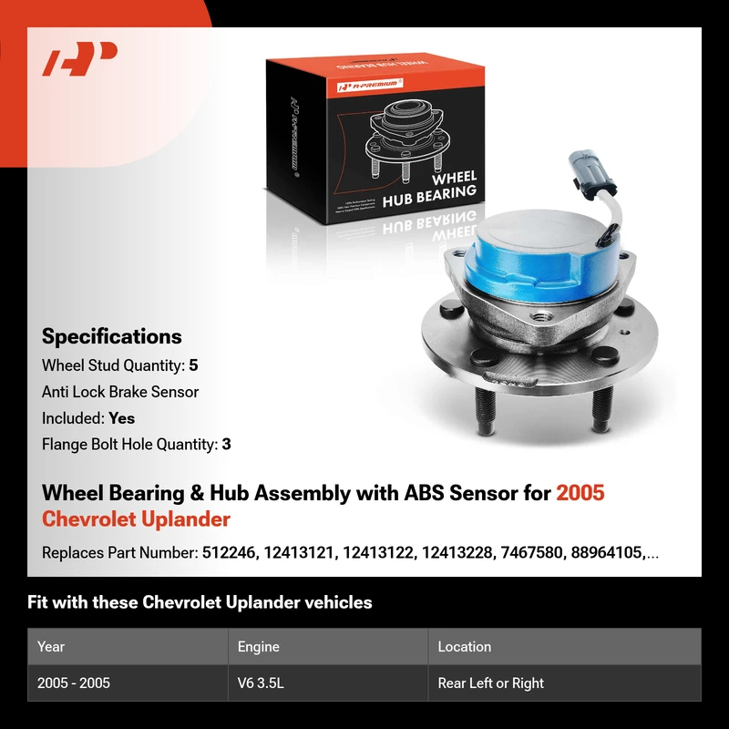 Wheel Bearing & Hub Assembly with ABS Sensor for 2005 Chevrolet Uplander