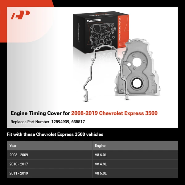 Engine Timing Cover for 2008-2019 Chevrolet Express 3500