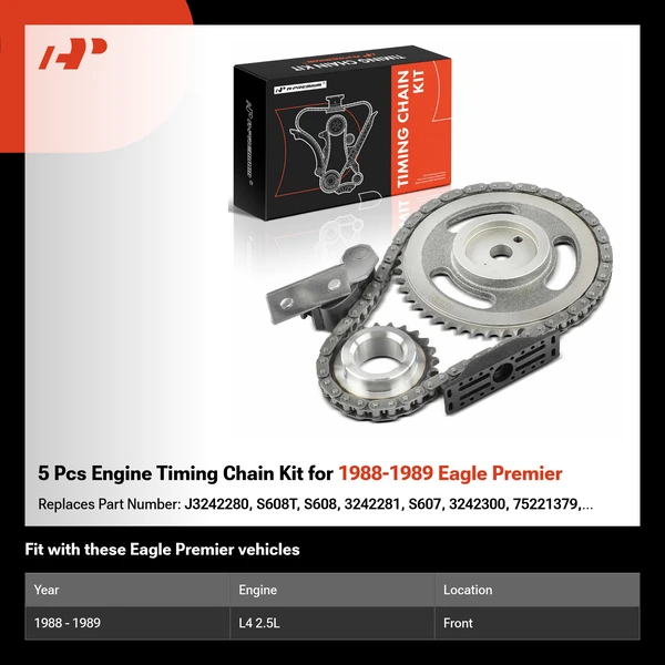 5 Pcs Engine Timing Chain Kit for 1988-1989 Eagle Premier