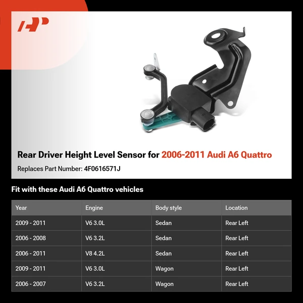 Rear Driver Height Level Sensor for 2006-2011 Audi A6 Quattro