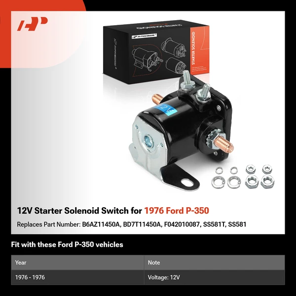 12V Starter Solenoid Switch for 1976 Ford P-350