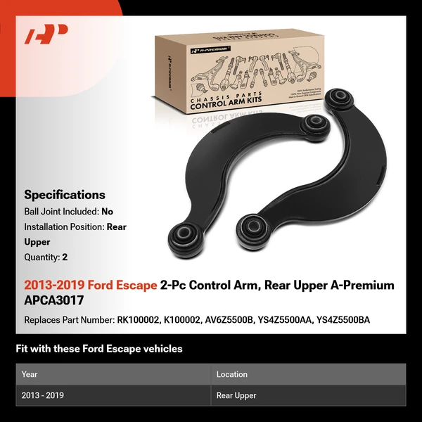 2013-2019 Ford Escape 2-Pc Control Arm, Rear Upper A-Premium APCA3017