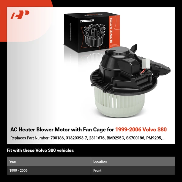 AC Heater Blower Motor with Fan Cage for 1999-2006 Volvo S80