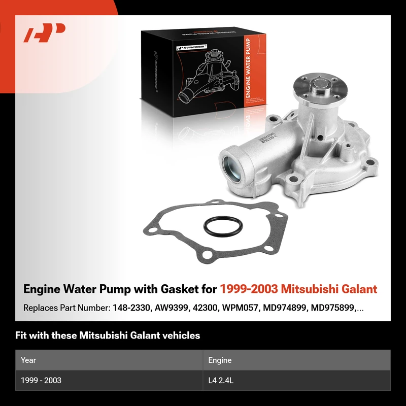 Engine Water Pump with Gasket for 1999-2003 Mitsubishi Galant